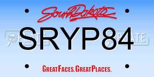 SRYP84 South Dakota License Plate