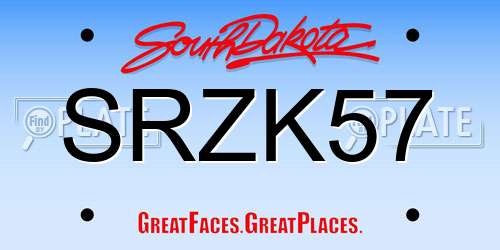 SRZK57 South Dakota License Plate