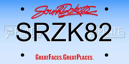 SRZK82 South Dakota License Plate