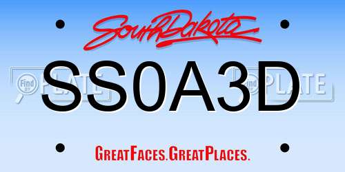 SS0A3D South Dakota License Plate