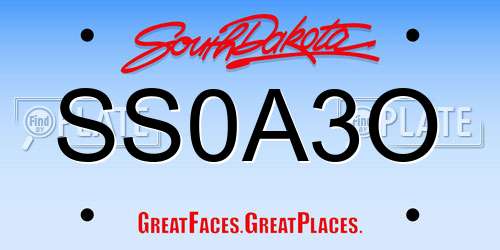 SS0A3O South Dakota License Plate