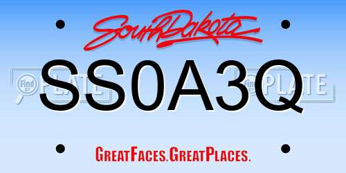 SS0A3Q South Dakota License Plate