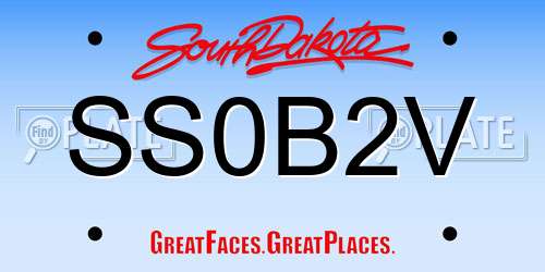 SS0B2V South Dakota License Plate