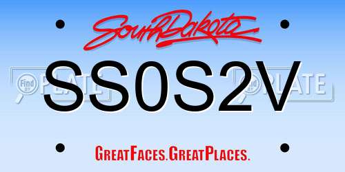 SS0S2V South Dakota License Plate