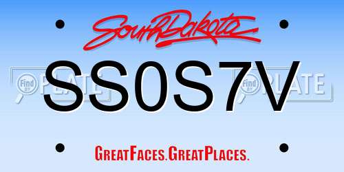 SS0S7V South Dakota License Plate