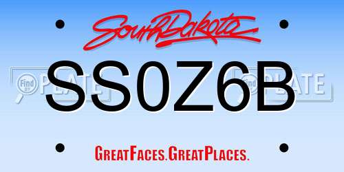 SS0Z6B South Dakota License Plate