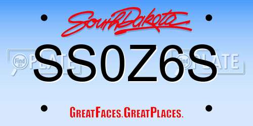 SS0Z6S South Dakota License Plate