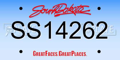 SS14262 South Dakota License Plate