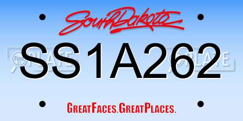 SS1A262 South Dakota License Plate