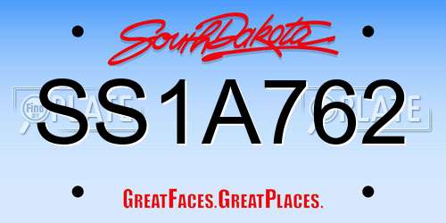 SS1A762 South Dakota License Plate