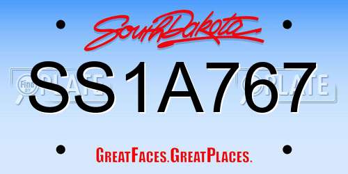 SS1A767 South Dakota License Plate