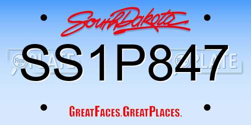 SS1P847 South Dakota License Plate