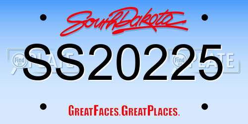 SS20225 South Dakota License Plate