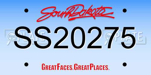 SS20275 South Dakota License Plate