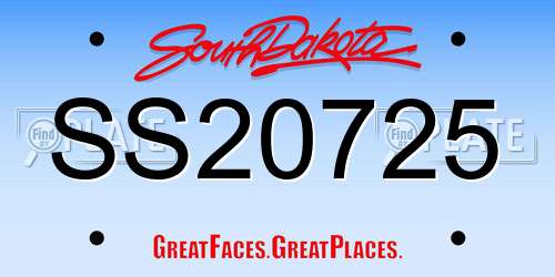 SS20725 South Dakota License Plate