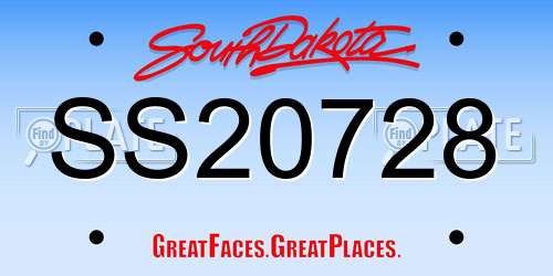 SS20728 South Dakota License Plate