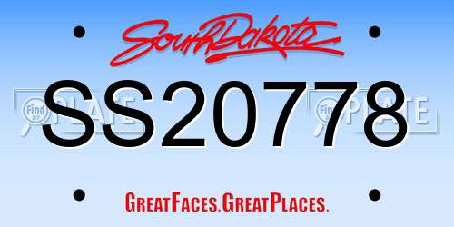 SS20778 South Dakota License Plate