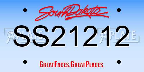 SS21212 South Dakota License Plate