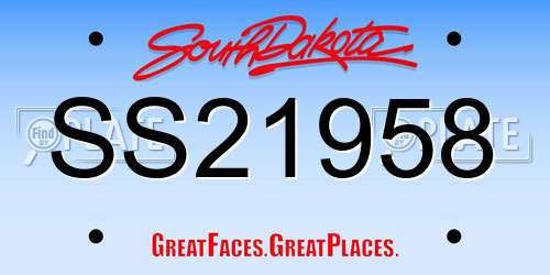 SS21958 South Dakota License Plate