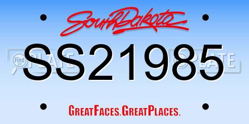 SS21985 South Dakota License Plate
