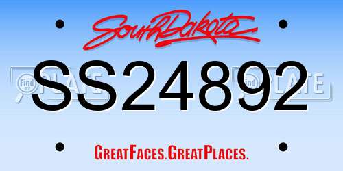 SS24892 South Dakota License Plate