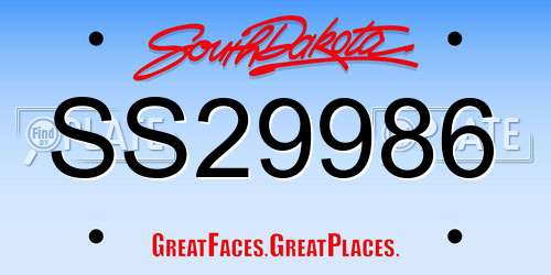SS29986 South Dakota License Plate