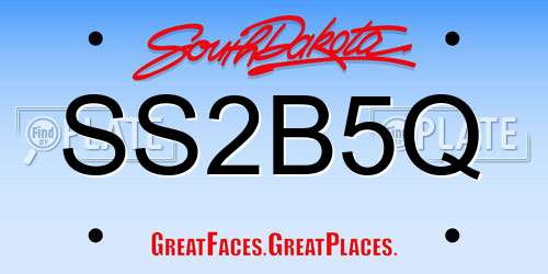 SS2B5Q South Dakota License Plate