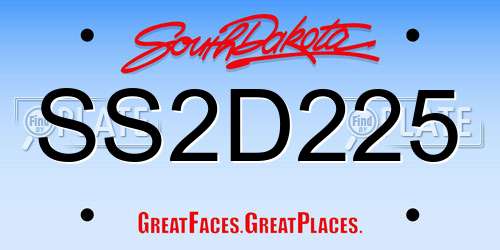 SS2D225 South Dakota License Plate