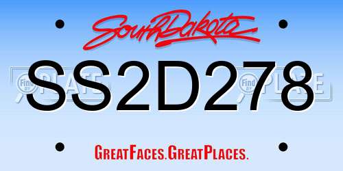 SS2D278 South Dakota License Plate