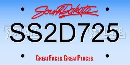SS2D725 South Dakota License Plate