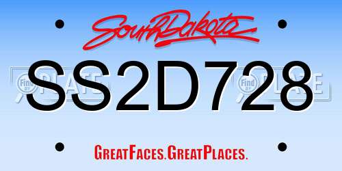 SS2D728 South Dakota License Plate