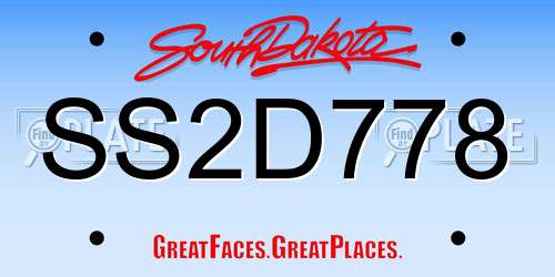 SS2D778 South Dakota License Plate