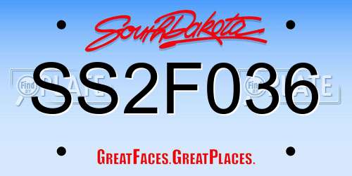 SS2F036 South Dakota License Plate