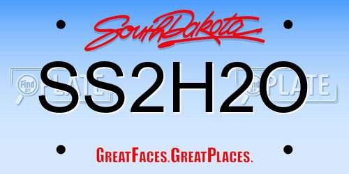 SS2H2O South Dakota License Plate