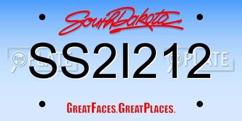 SS2I212 South Dakota License Plate