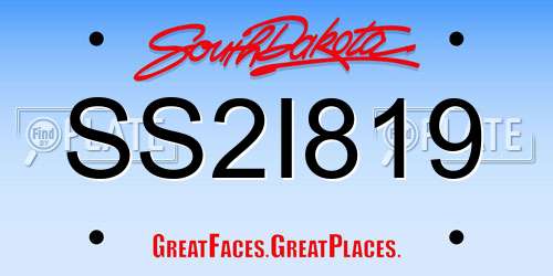 SS2I819 South Dakota License Plate