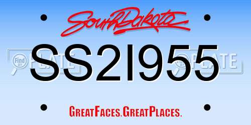 SS2I955 South Dakota License Plate