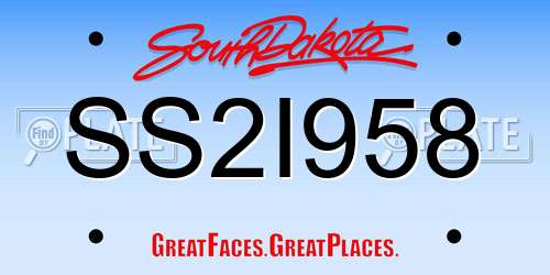 SS2I958 South Dakota License Plate