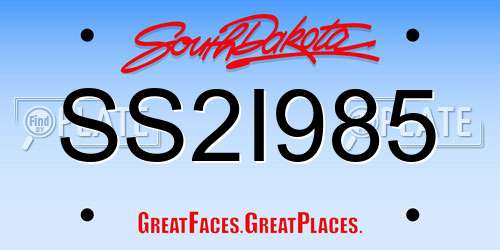 SS2I985 South Dakota License Plate
