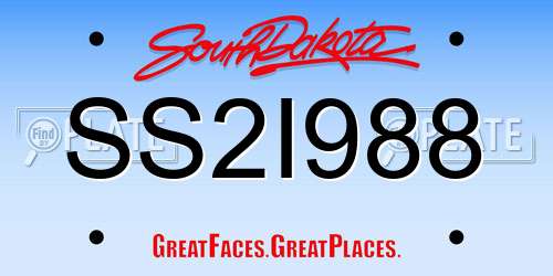 SS2I988 South Dakota License Plate