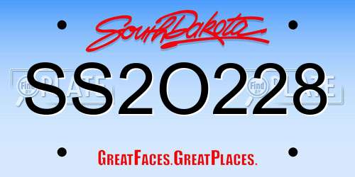 SS2O228 South Dakota License Plate