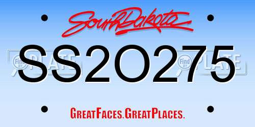SS2O275 South Dakota License Plate