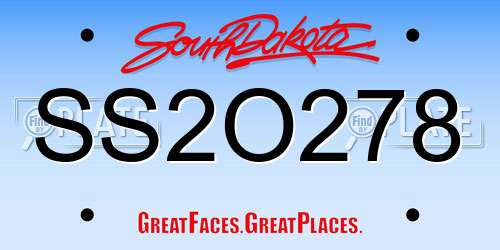 SS2O278 South Dakota License Plate