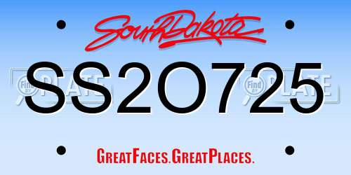 SS2O725 South Dakota License Plate