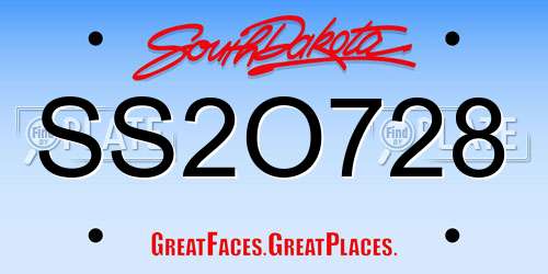 SS2O728 South Dakota License Plate