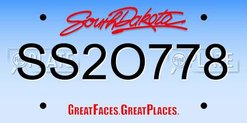 SS2O778 South Dakota License Plate