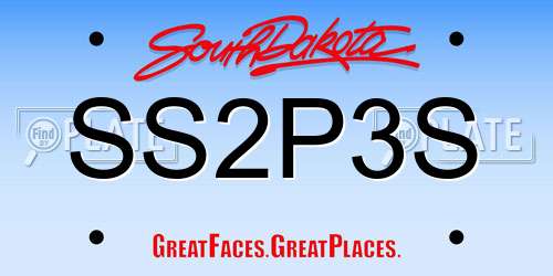 SS2P3S South Dakota License Plate