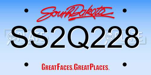 SS2Q228 South Dakota License Plate