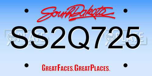SS2Q725 South Dakota License Plate