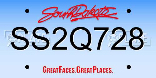 SS2Q728 South Dakota License Plate